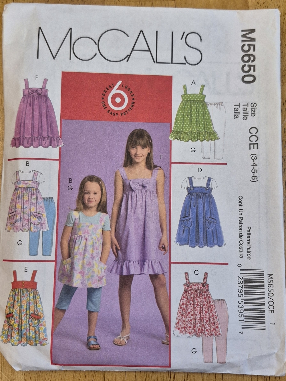 McCall's Pattern UNCUT M5650 Girls 3 4 5 6 Easy Sewing Sun Dress Capri Set